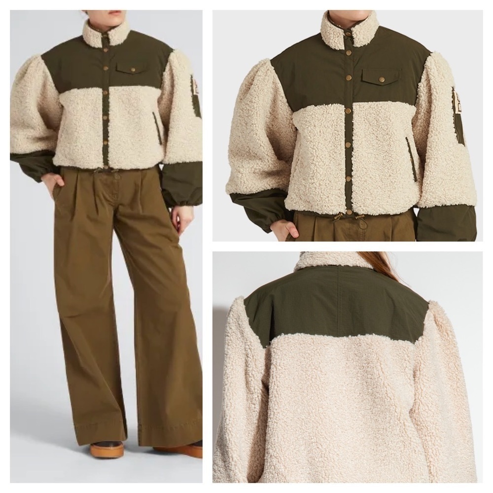 ULLA JOHNSON Aitana Rip Stop Fleece Bomber Jacket - Picture 1 of 14